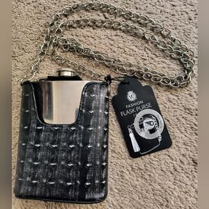 Purse, flask, black, W